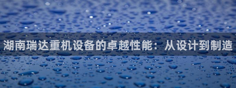 天宏娱乐季叔：湖南瑞达重机设备的卓越性能：从设计到制造